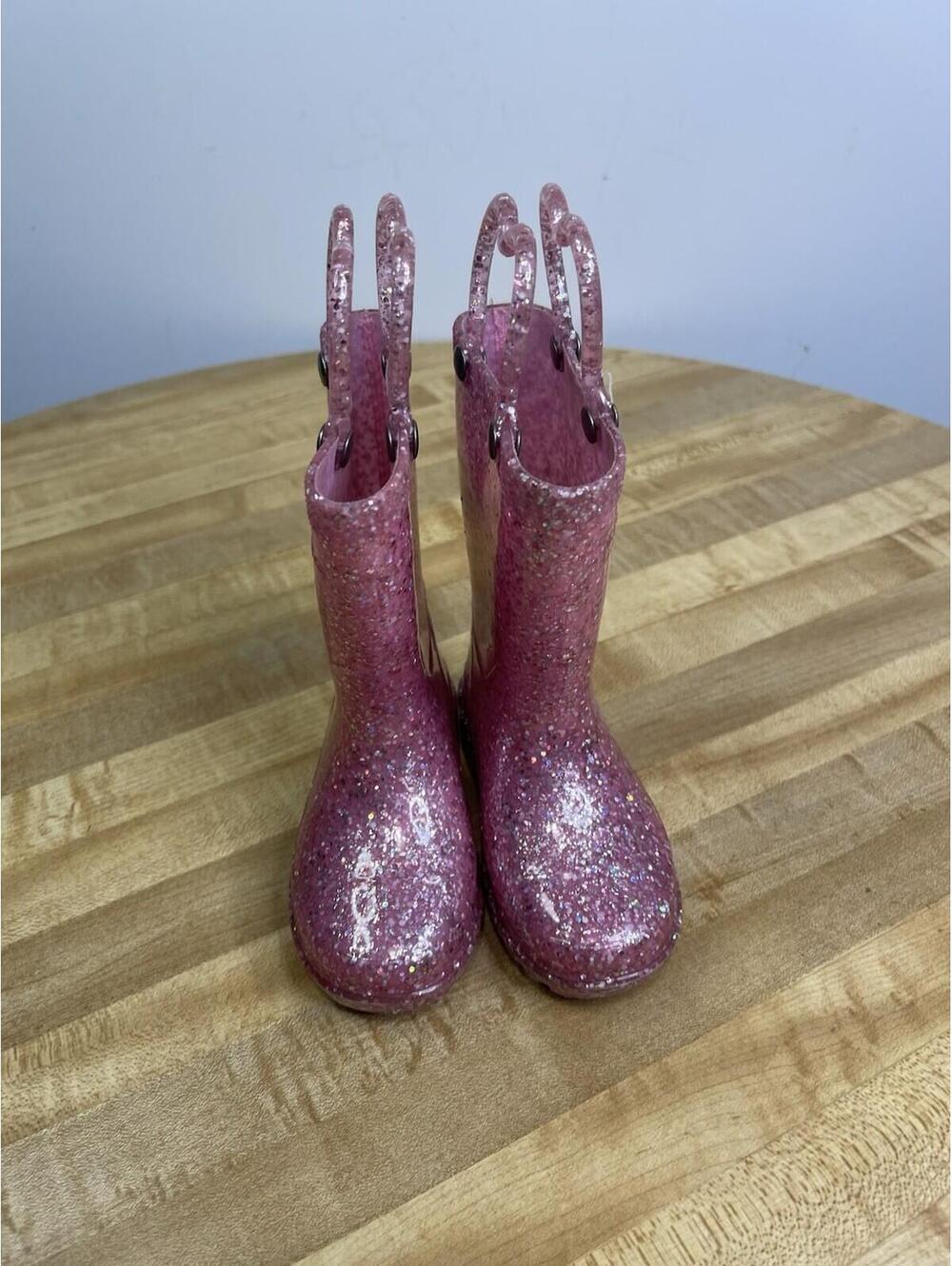 Western Chief Rain Boots Abby Toddler Girls Sz‎ 5 Lights Waterproof Glitter Pink